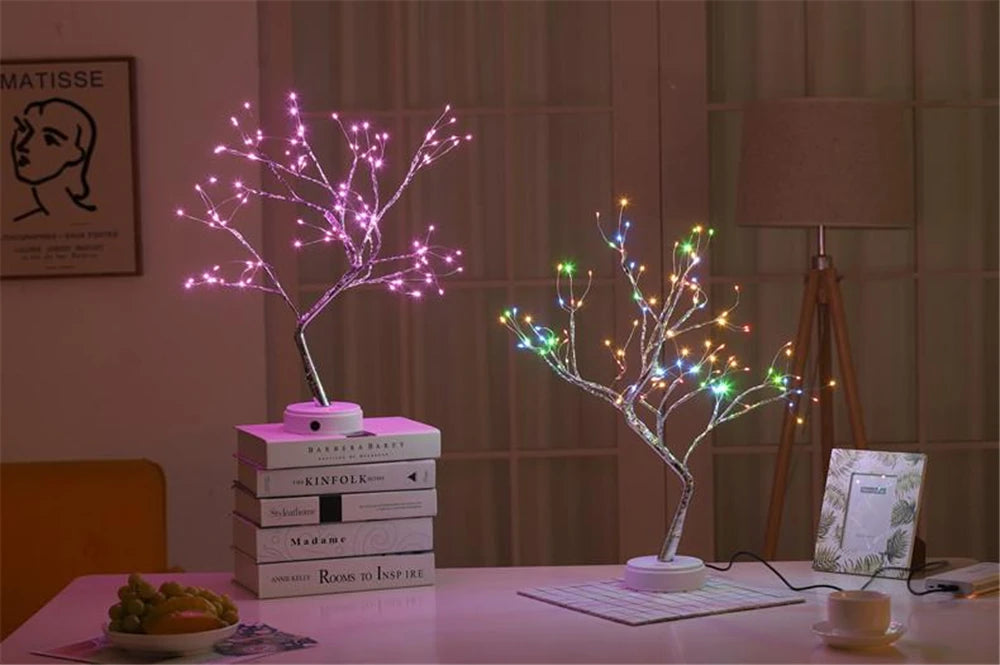 Mini Christmas Tree LED Copper Wire Light – Festive Fairy Lamp for Home & Holiday Decor