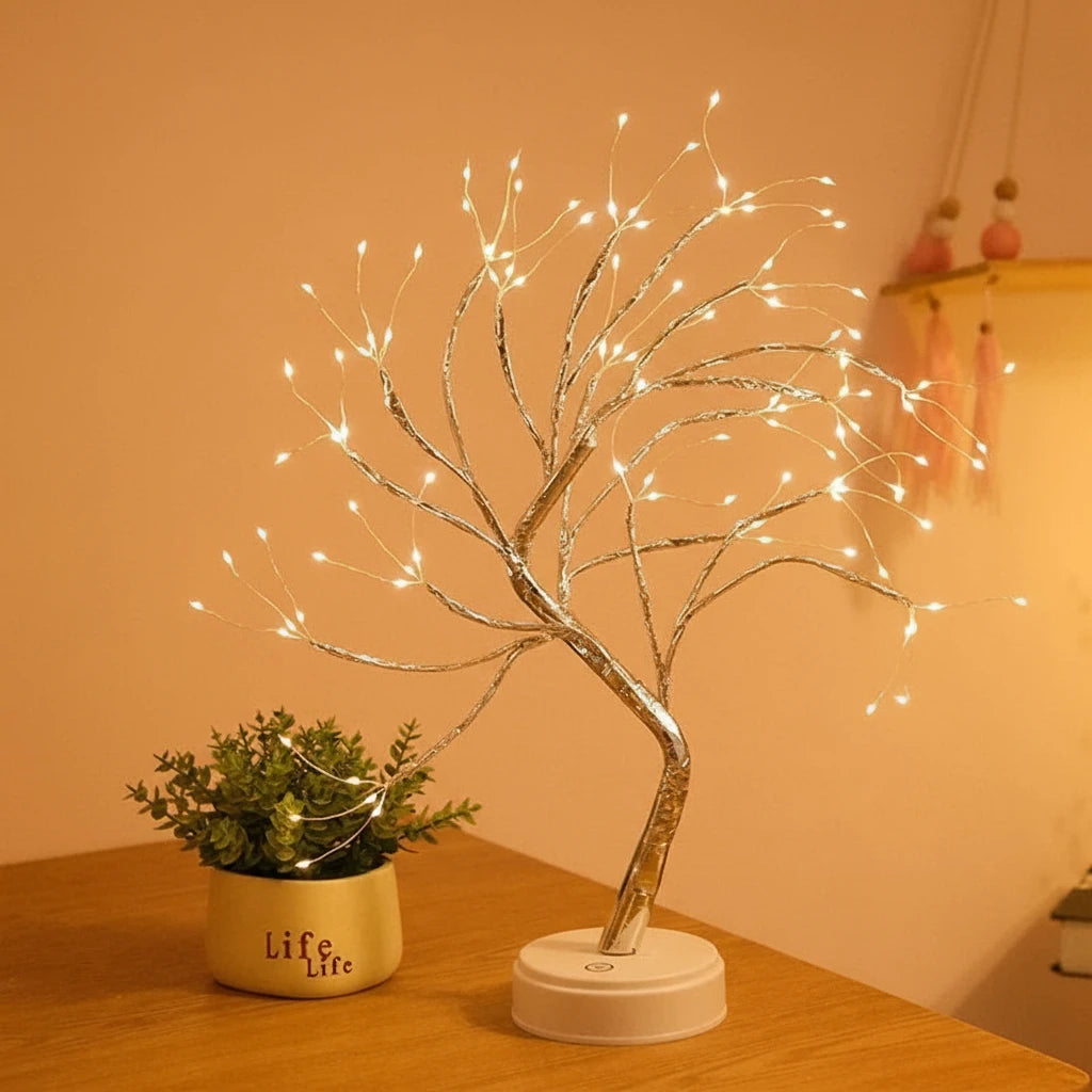 Mini Christmas Tree LED Copper Wire Light – Festive Fairy Lamp for Home & Holiday Decor
