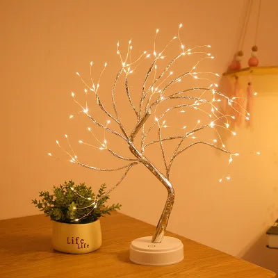 Mini Christmas Tree LED Copper Wire Light – Festive Fairy Lamp for Home & Holiday Decor