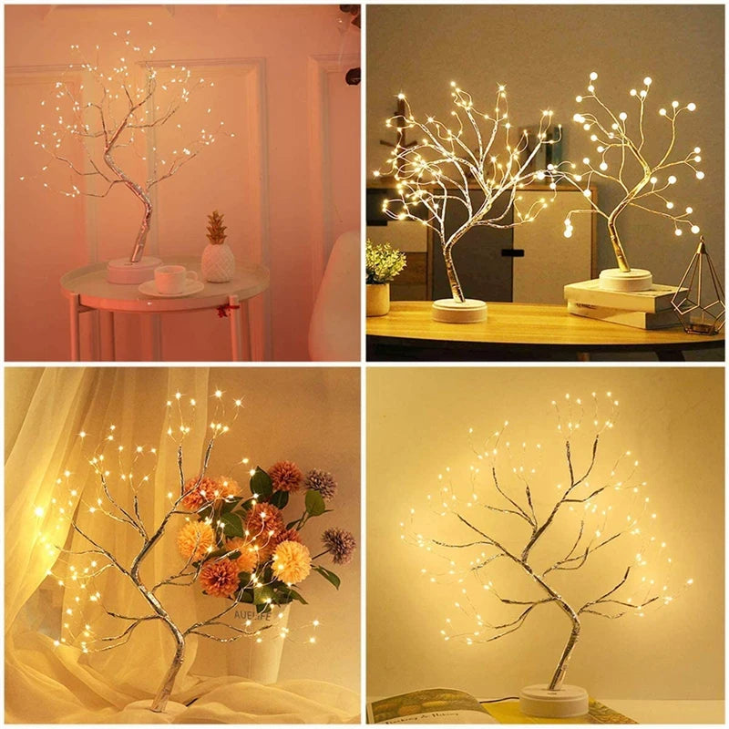 Mini Christmas Tree LED Copper Wire Light – Festive Fairy Lamp for Home & Holiday Decor