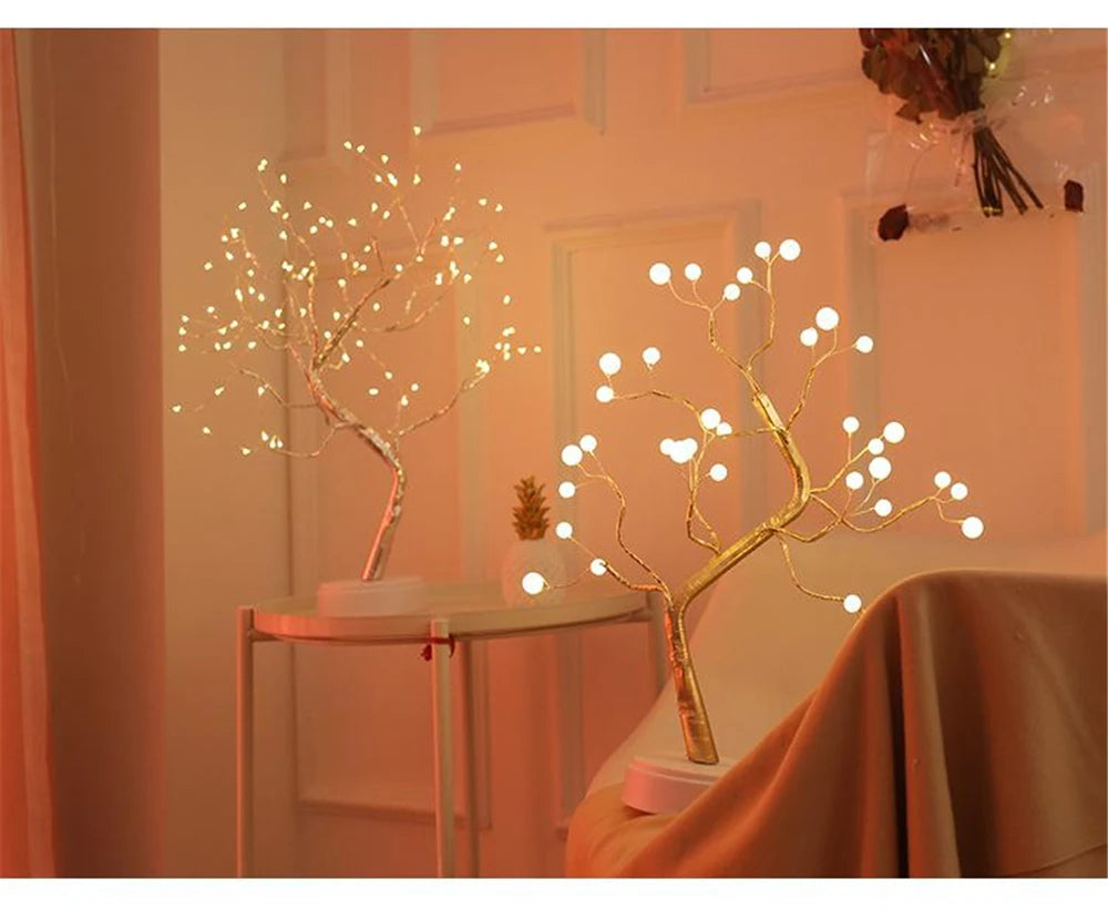 Mini Christmas Tree LED Copper Wire Light – Festive Fairy Lamp for Home & Holiday Decor