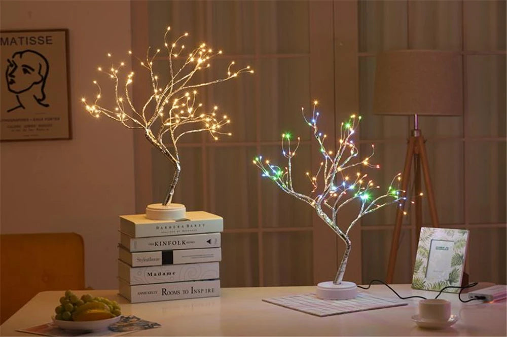 Mini Christmas Tree LED Copper Wire Light – Festive Fairy Lamp for Home & Holiday Decor