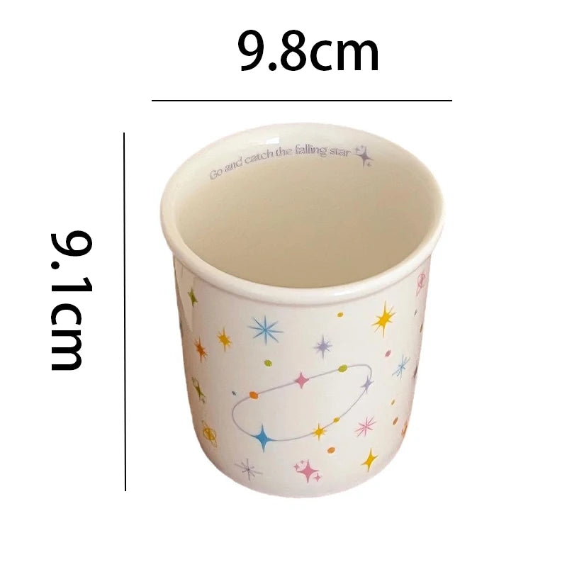 Colorful Polka Dot Ceramic Coffee Cup – Smiling Face Design, Fun Mug