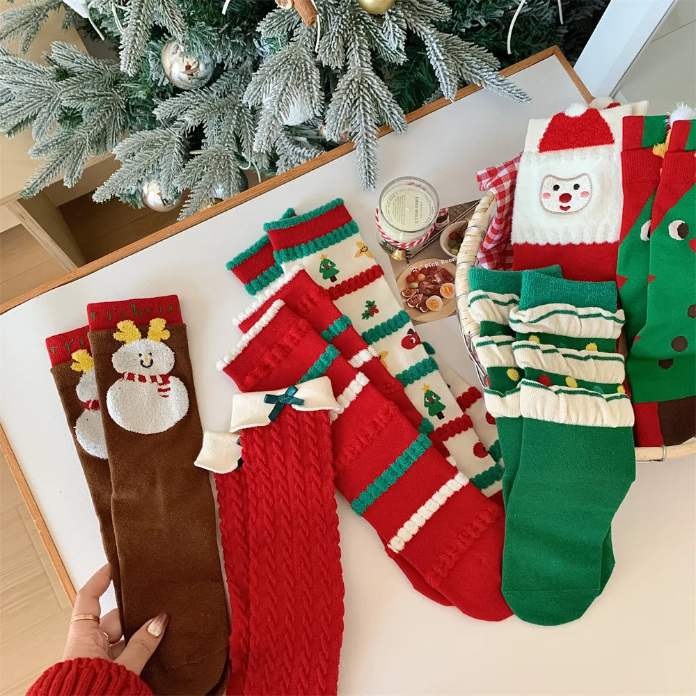Cute Christmas Cartoon Cotton Socks | Cozy Winter Mid Tube Socks Gift