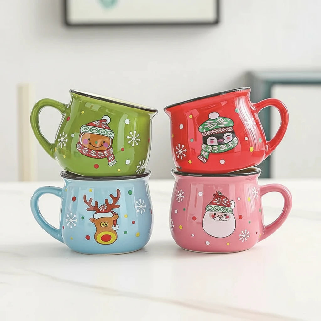Santa & Gingerbread Ceramic Mug – Xmas Gift for Kids
