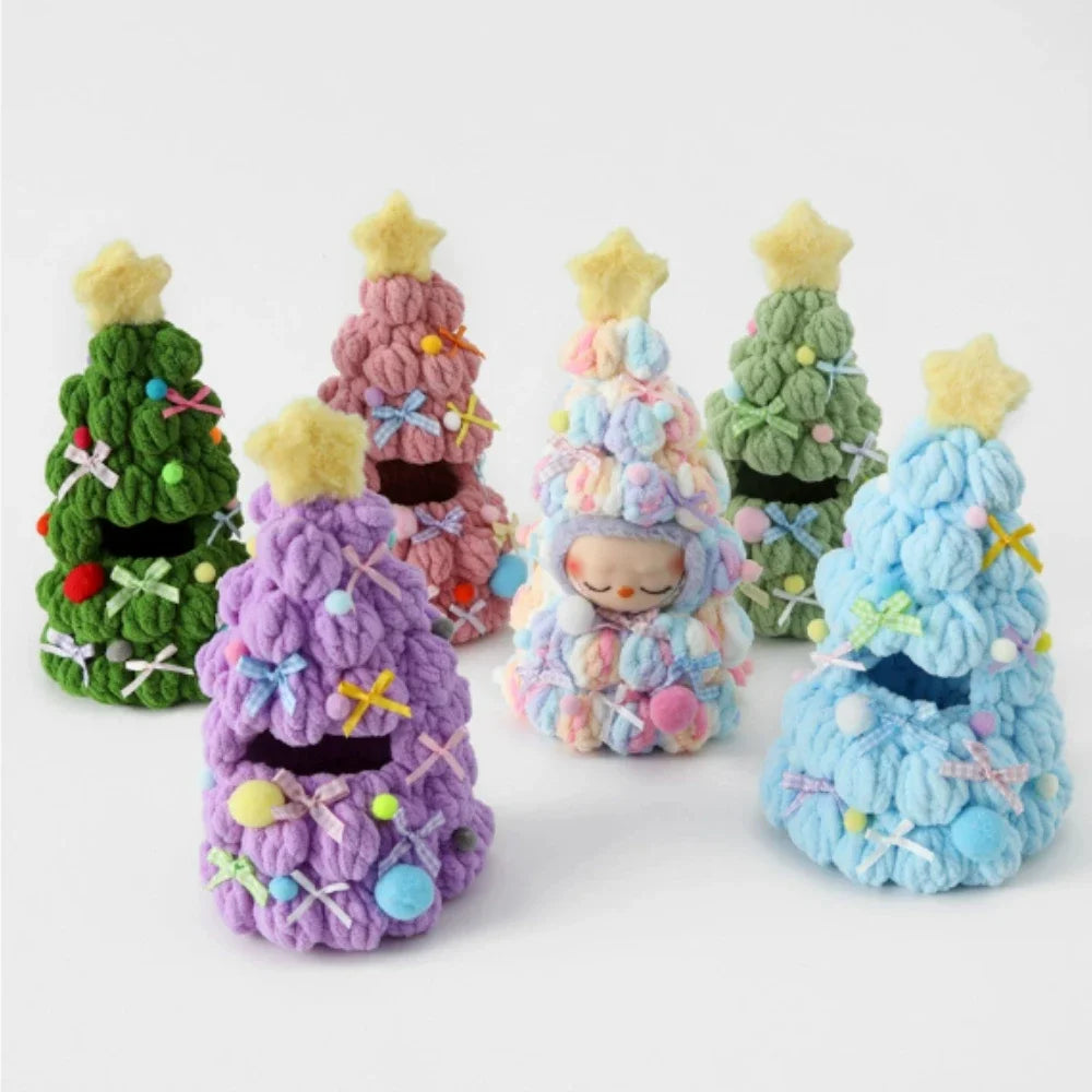 Handmade Crochet Christmas Tree Outfit – Labubu 1.0/3.0 Doll DIY Clothing, Holiday Gift for Kids