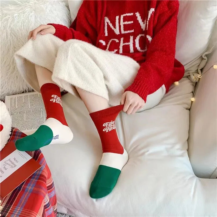 Cute Christmas Cartoon Cotton Socks | Cozy Winter Mid Tube Socks Gift