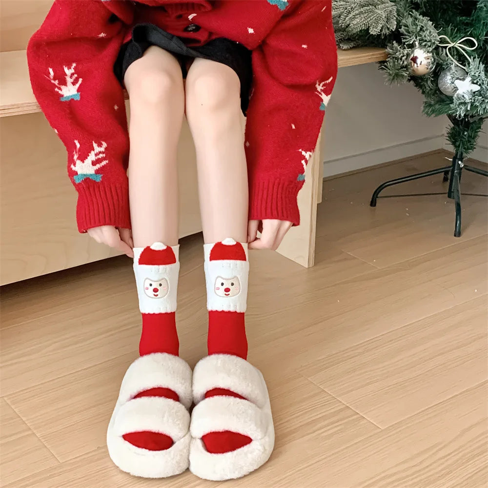 Cute Christmas Cartoon Cotton Socks | Cozy Winter Mid Tube Socks Gift