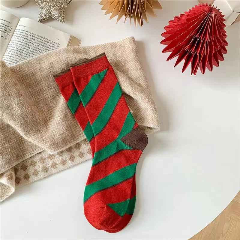 Cute Christmas Cartoon Cotton Socks | Cozy Winter Mid Tube Socks Gift
