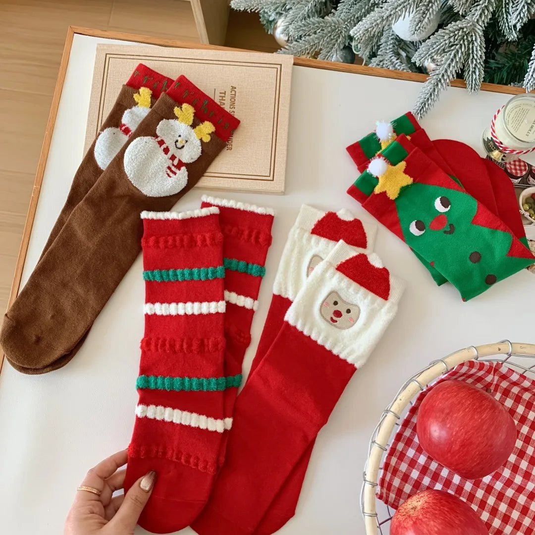 Cute Christmas Cartoon Cotton Socks | Cozy Winter Mid Tube Socks Gift