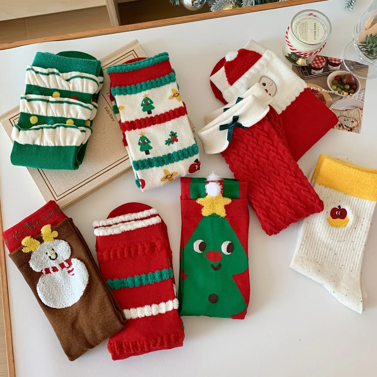 Cute Christmas Cartoon Cotton Socks | Cozy Winter Mid Tube Socks Gift