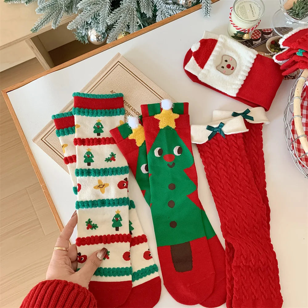 Cute Christmas Cartoon Cotton Socks | Cozy Winter Mid Tube Socks Gift