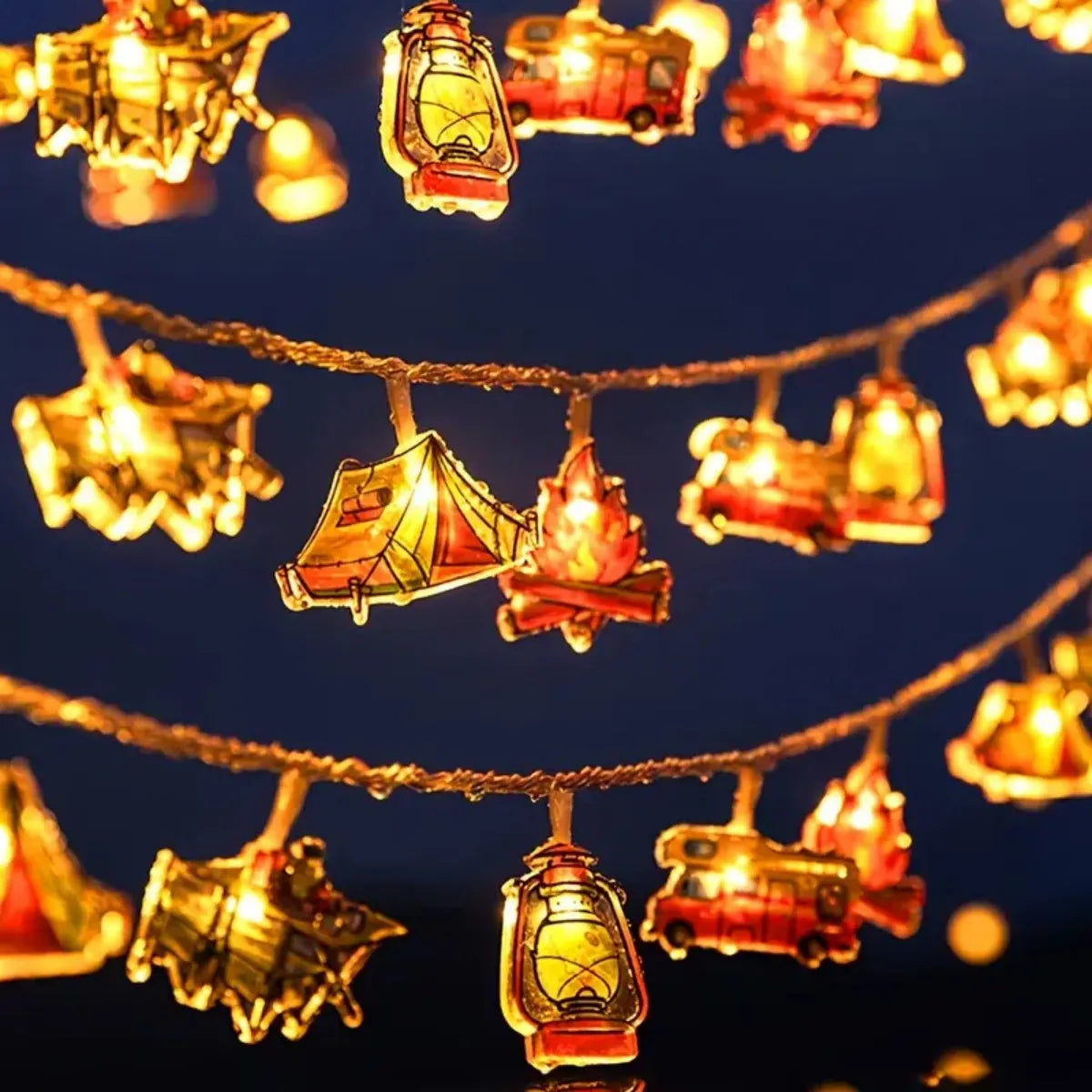 Camping-Themed LED Fairy Lights – Atmosphere Lamp for Yard & Patio