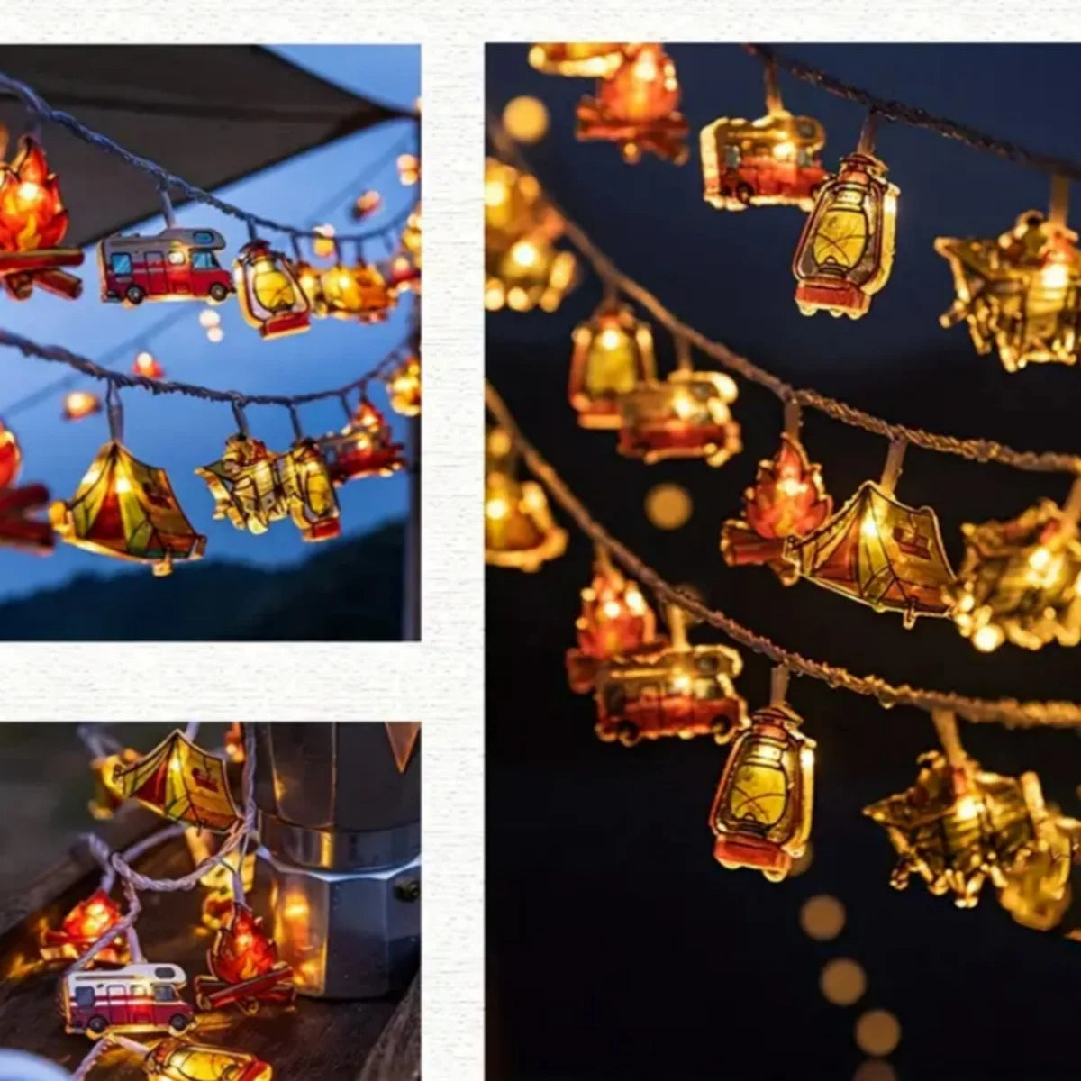 Camping-Themed LED Fairy Lights – Atmosphere Lamp for Yard & Patio