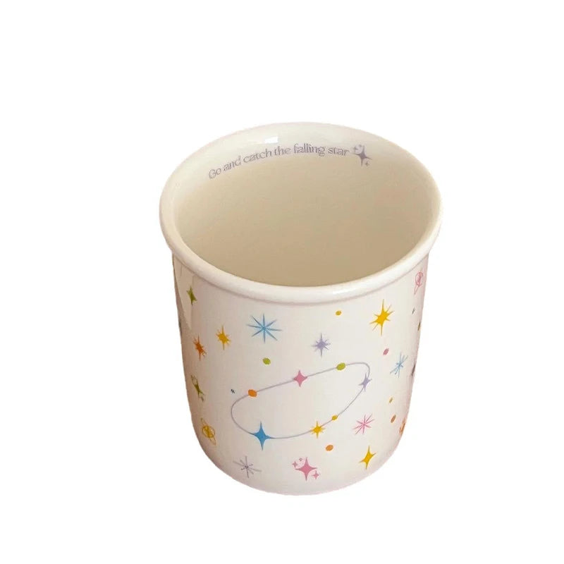 Colorful Polka Dot Ceramic Coffee Cup – Smiling Face Design, Fun Mug