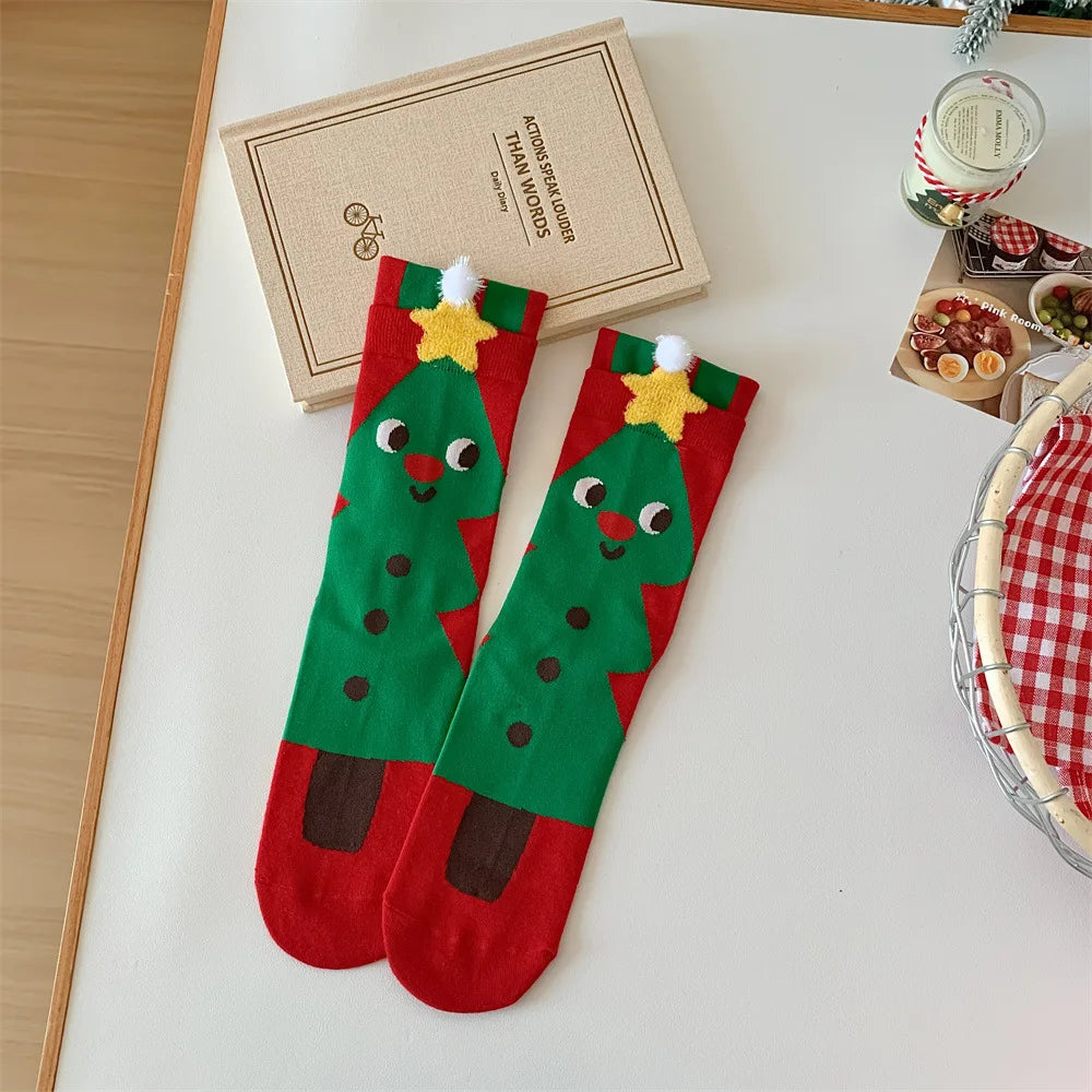 Cute Christmas Cartoon Cotton Socks | Cozy Winter Mid Tube Socks Gift