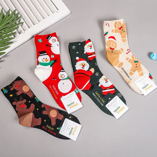 Women’s Christmas Socks – Cute Santa Claus Mid-Tube, Warm Winter