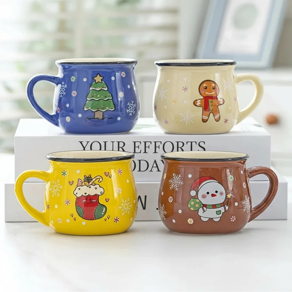 Santa & Gingerbread Ceramic Mug – Xmas Gift for Kids
