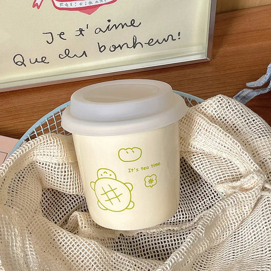 Colorful Polka Dot Ceramic Coffee Cup – Smiling Face Design, Fun Mug