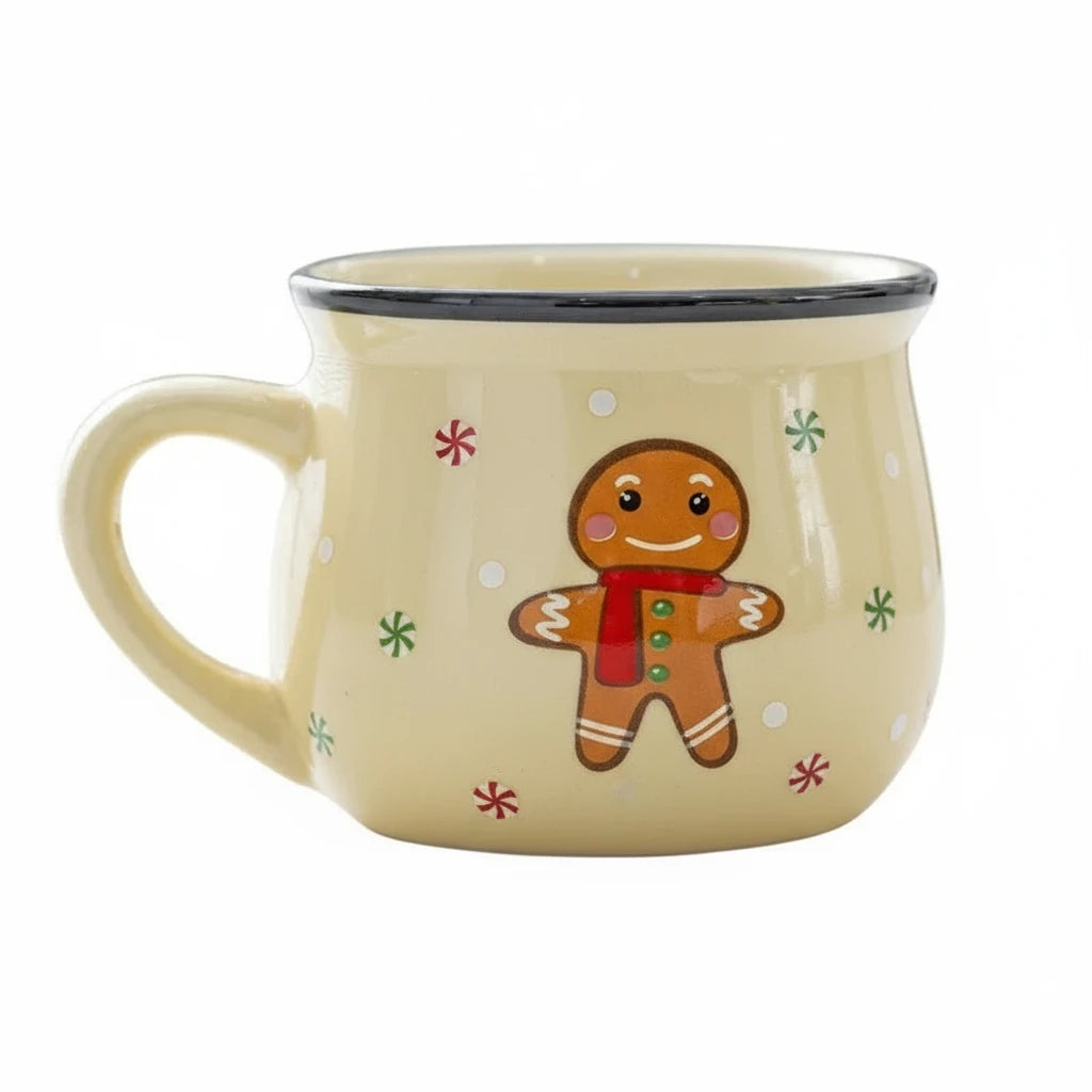 Santa & Gingerbread Ceramic Mug – Xmas Gift for Kids