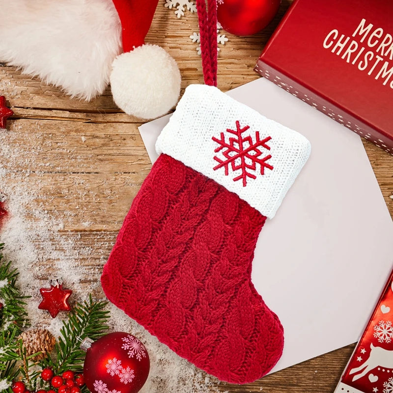 Knitted Christmas Socks & Stockings | Snowflake Holiday Decor & Gift